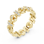 0.42 CTW 14K Gold VVS1 Moissanite Art Deco Link Eternity Band