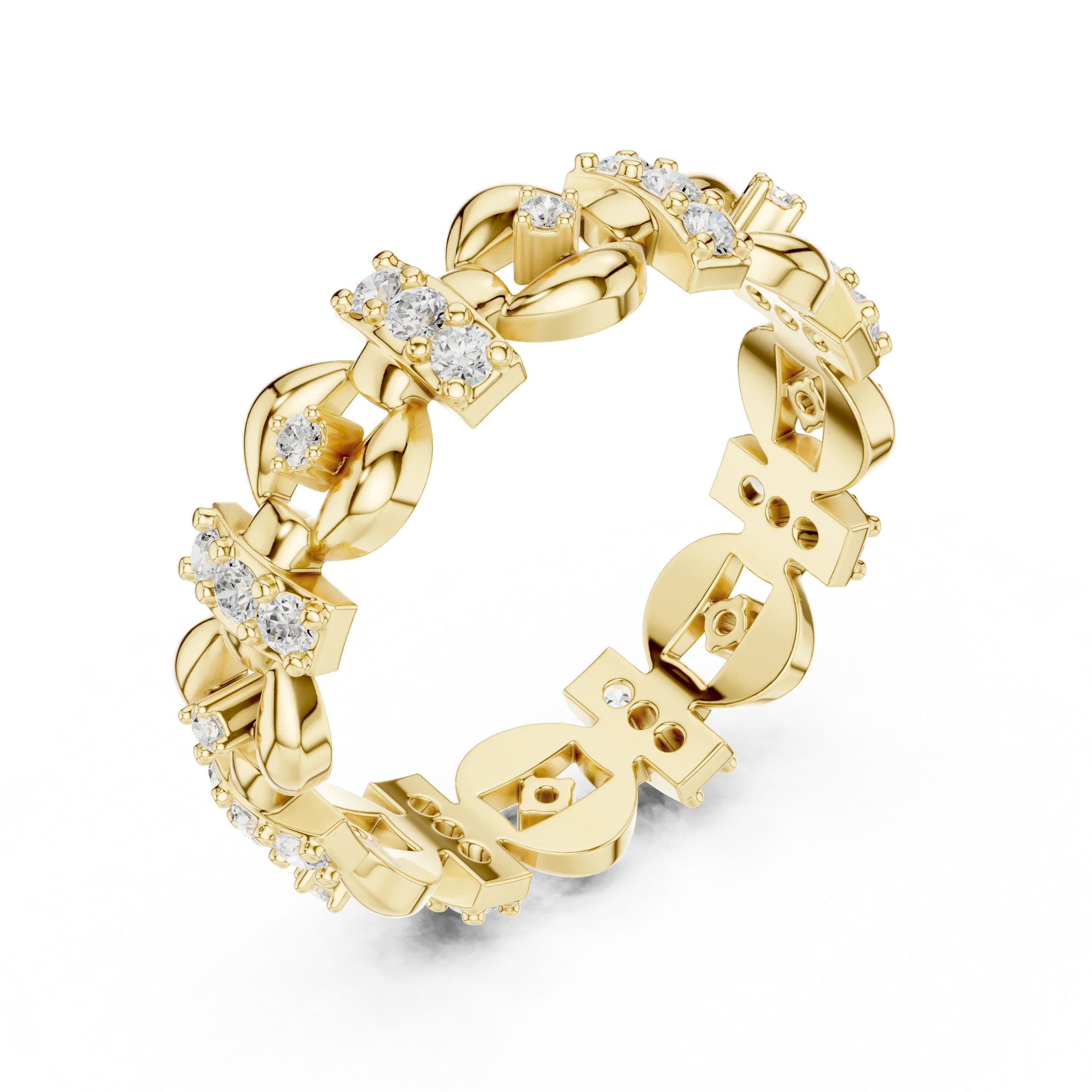 0.42 CTW 14K Gold VVS1 Moissanite Art Deco Link Eternity Band