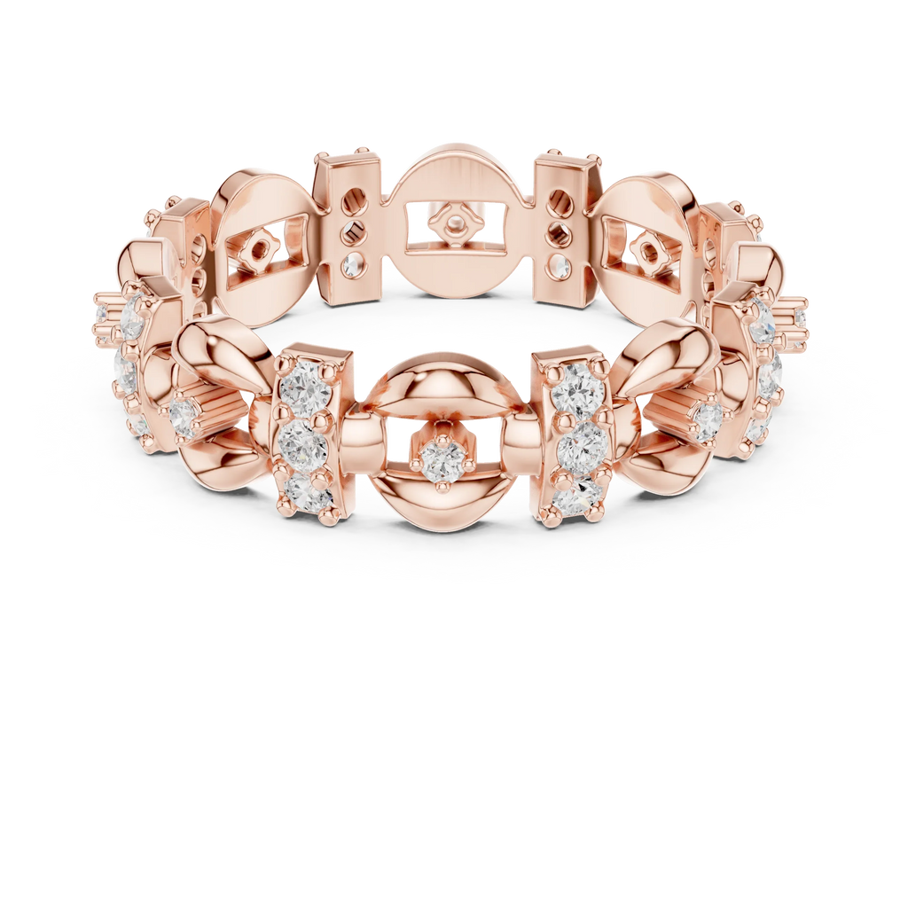 0.42 CTW 14K Gold VVS1 Moissanite Art Deco Link Eternity Band