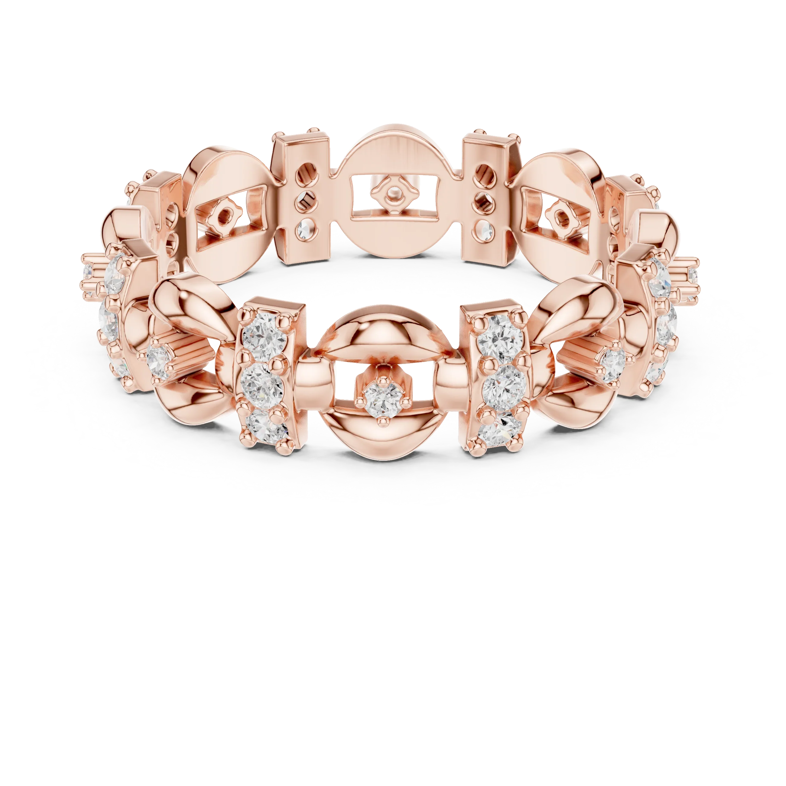 0.42 CTW 14K Gold VVS1 Moissanite Art Deco Link Eternity Band