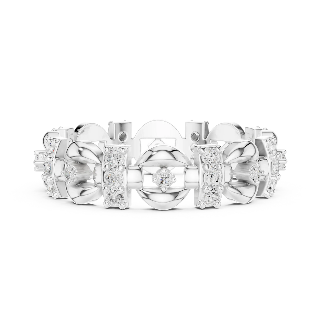 0.42 CTW 14K Gold VVS1 Moissanite Art Deco Link Eternity Band