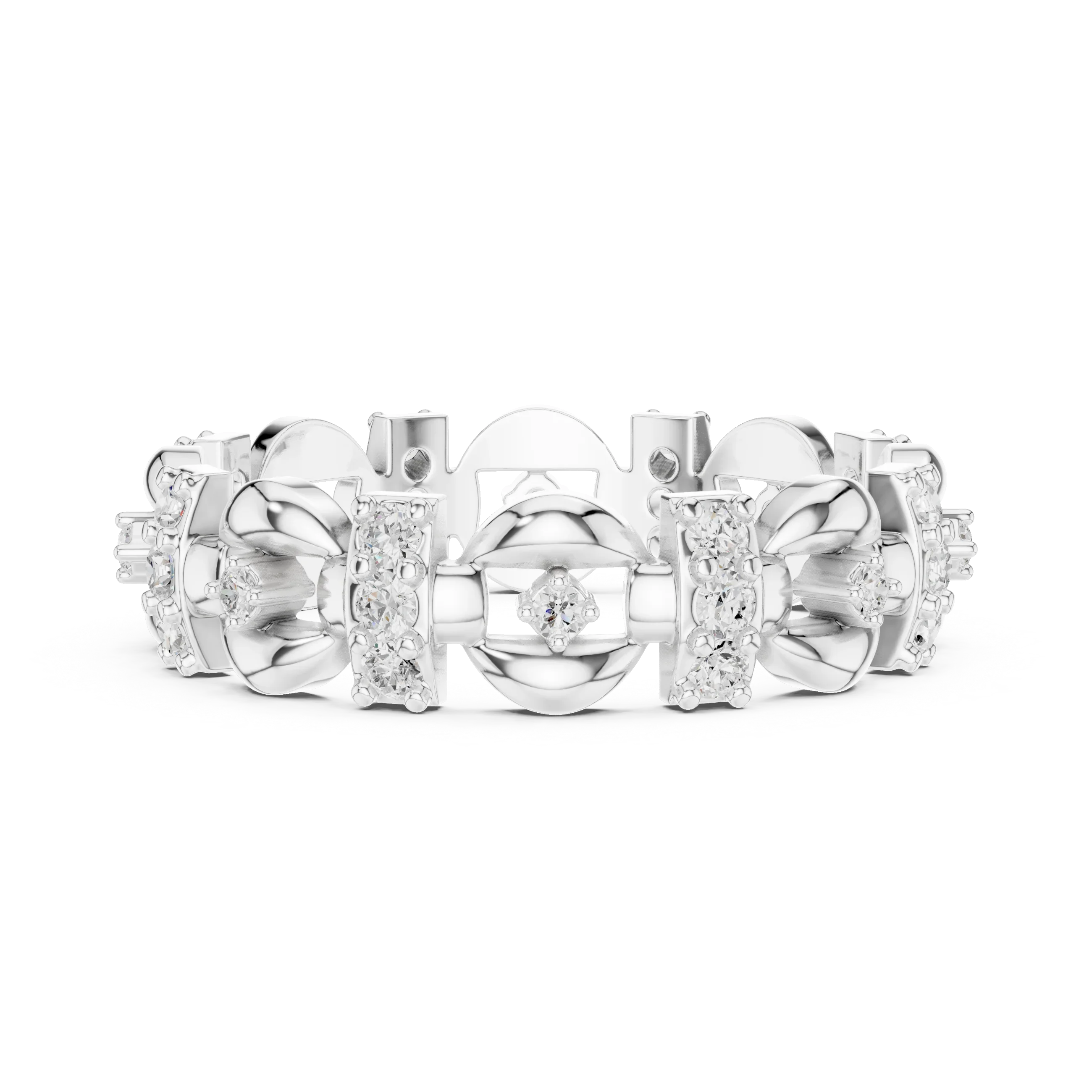 0.42 CTW 14K Gold VVS1 Moissanite Art Deco Link Eternity Band