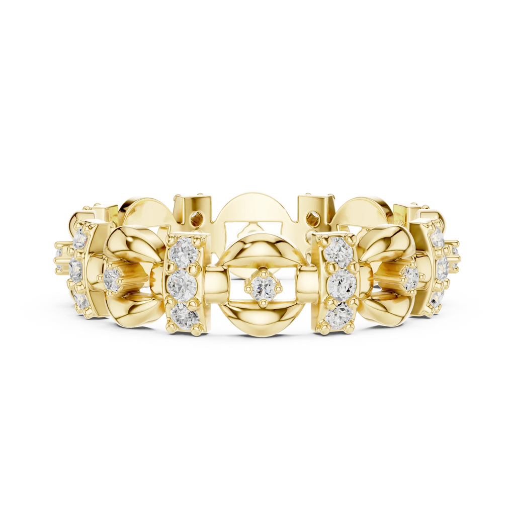 0.42 CTW 14K Gold VVS1 Moissanite Art Deco Link Eternity Band