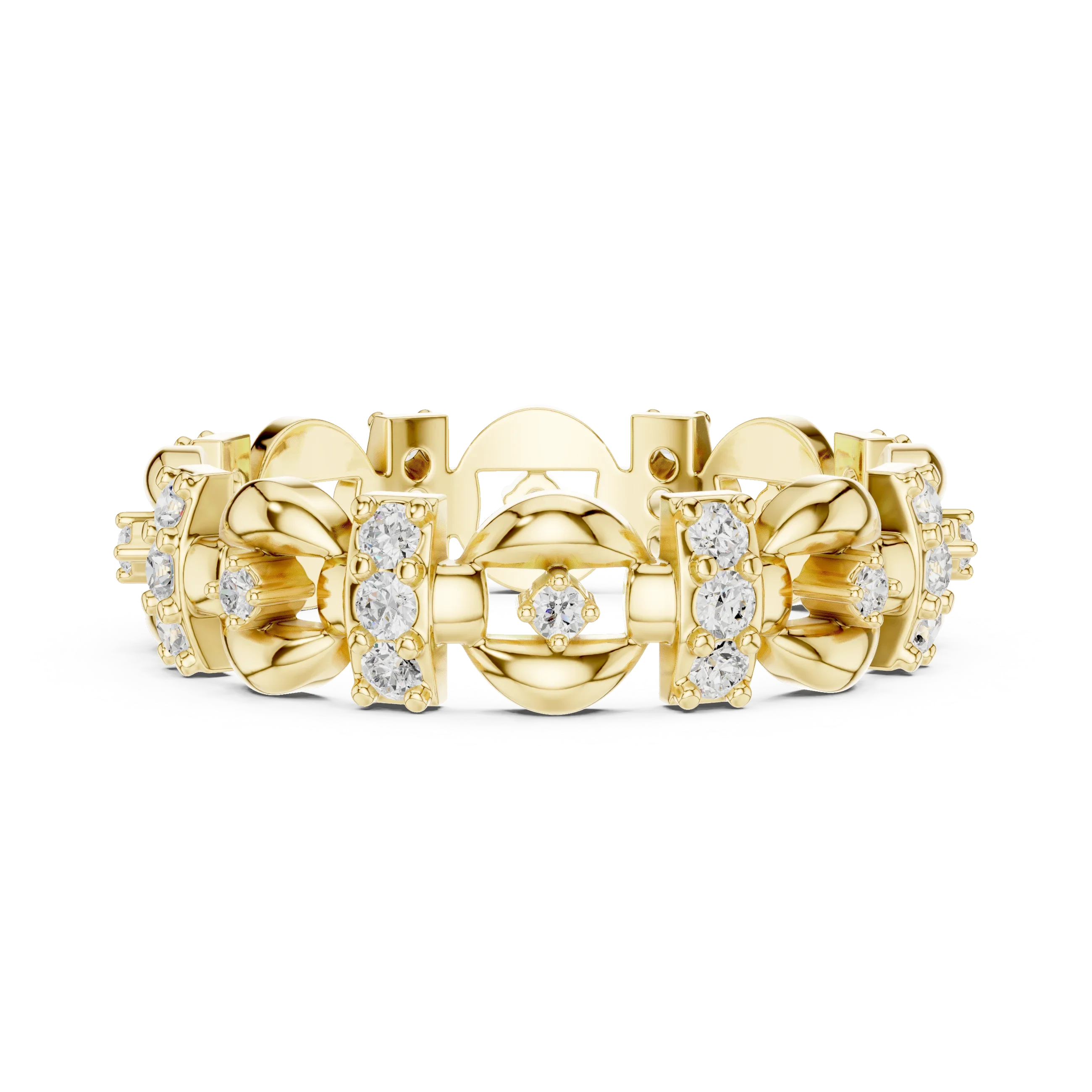 0.42 CTW 14K Gold VVS1 Moissanite Art Deco Link Eternity Band