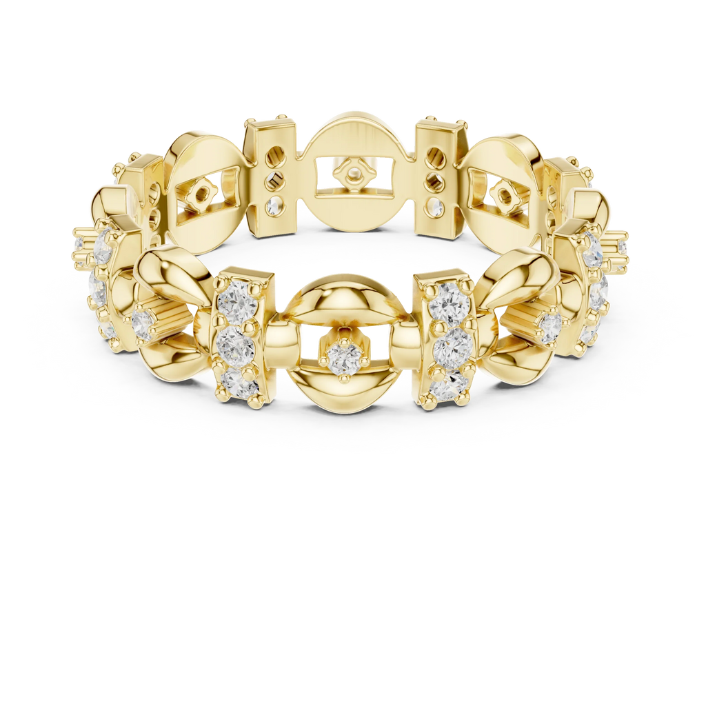 0.42 CTW 14K Gold VVS1 Moissanite Art Deco Link Eternity Band