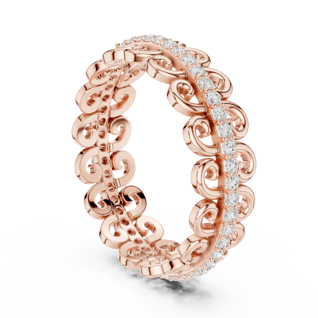 Vintage Scroll Pave White Gold 0.28 CTW Moissanite Eternity Band