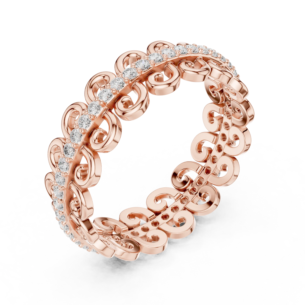 Vintage Scroll Pave White Gold 0.28 CTW Moissanite Eternity Band