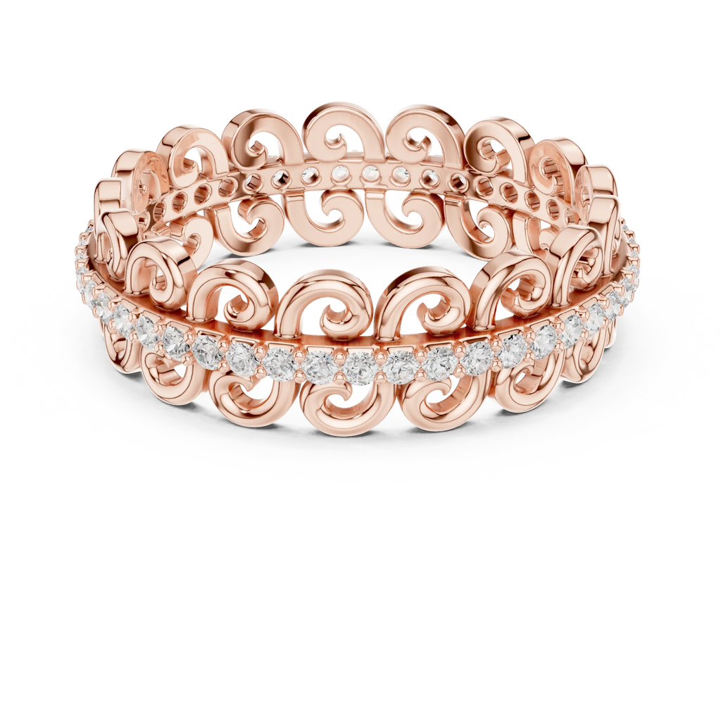 Vintage Scroll Pave White Gold 0.28 CTW Moissanite Eternity Band