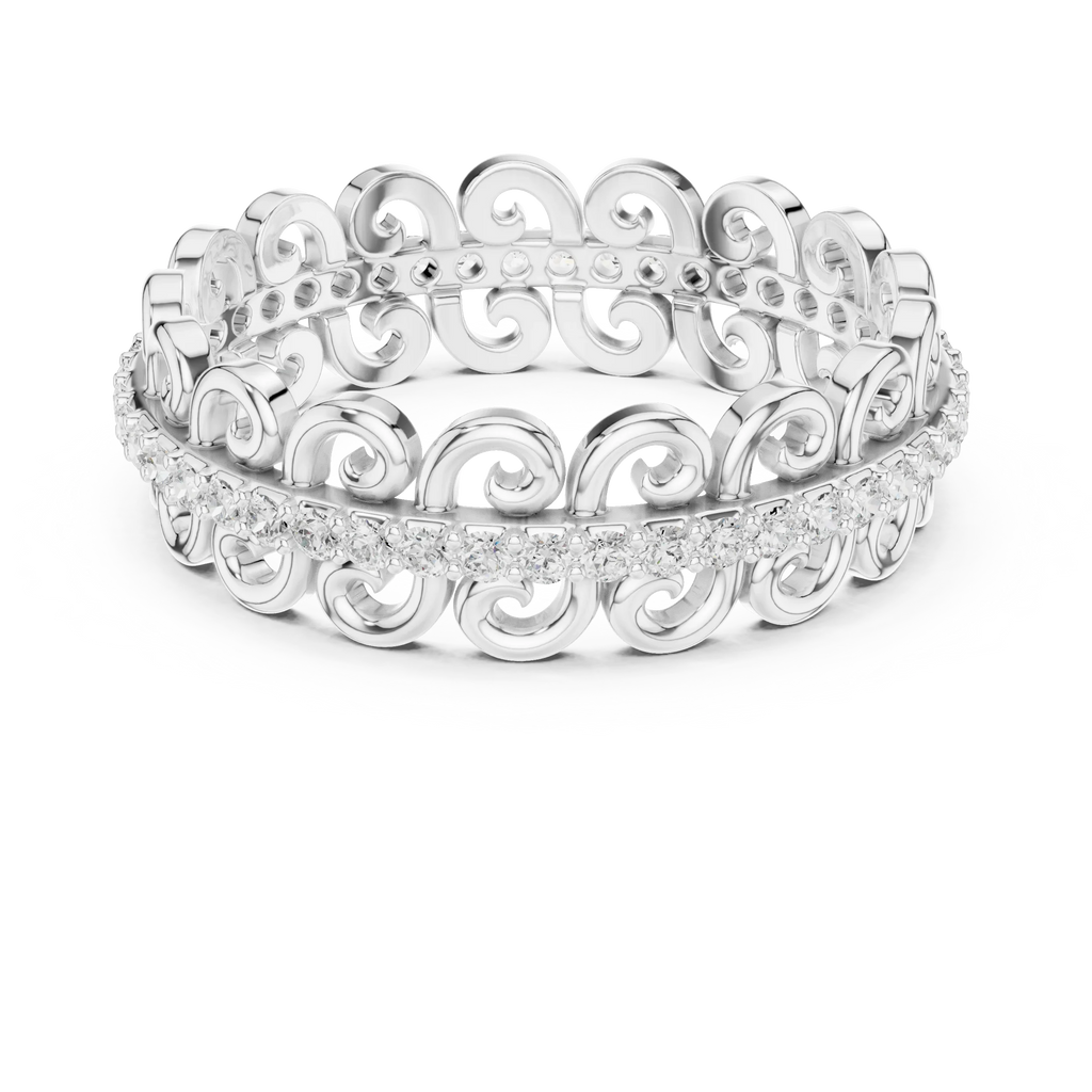 Vintage Scroll Pave White Gold 0.28 CTW Moissanite Eternity Band