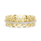 Vintage Scroll Pave White Gold 0.28 CTW Moissanite Eternity Band