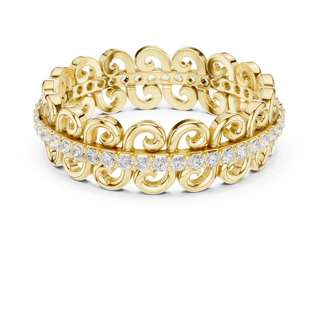 Vintage Scroll Pave White Gold 0.28 CTW Moissanite Eternity Band