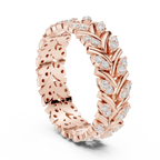 10K White Gold 0.38 CTW Marquise Moissanite Leaf Vine Eternity Band