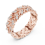 10K White Gold 0.38 CTW Marquise Moissanite Leaf Vine Eternity Band