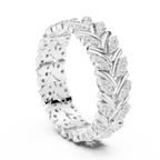 10K White Gold 0.38 CTW Marquise Moissanite Leaf Vine Eternity Band
