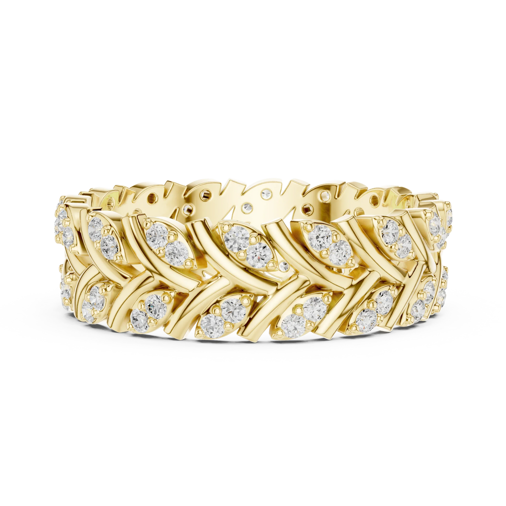 10K White Gold 0.38 CTW Marquise Moissanite Leaf Vine Eternity Band