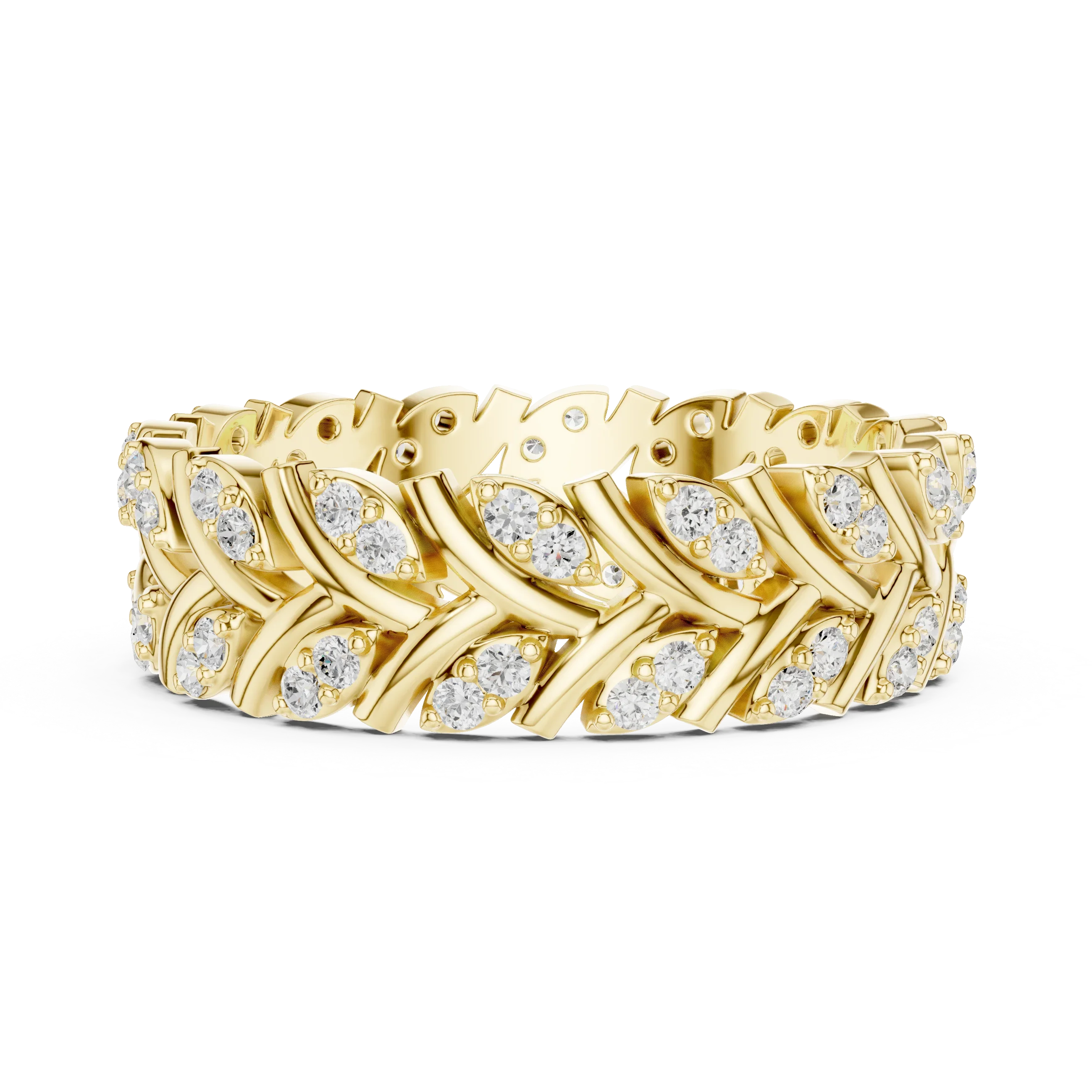10K White Gold 0.38 CTW Marquise Moissanite Leaf Vine Eternity Band