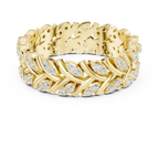 10K White Gold 0.38 CTW Marquise Moissanite Leaf Vine Eternity Band