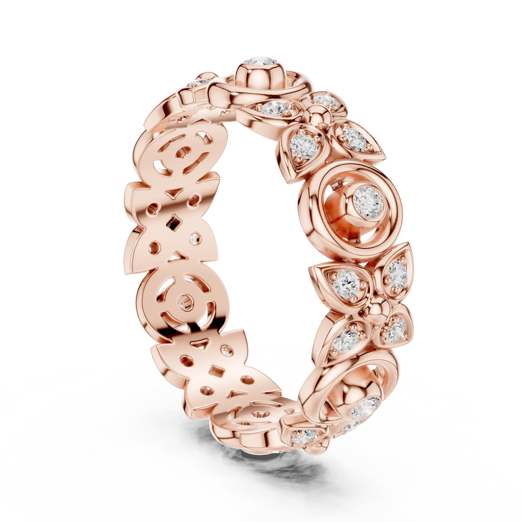 18K Gold 0.36 CTW VVS Moissanite Floral Eternity Band