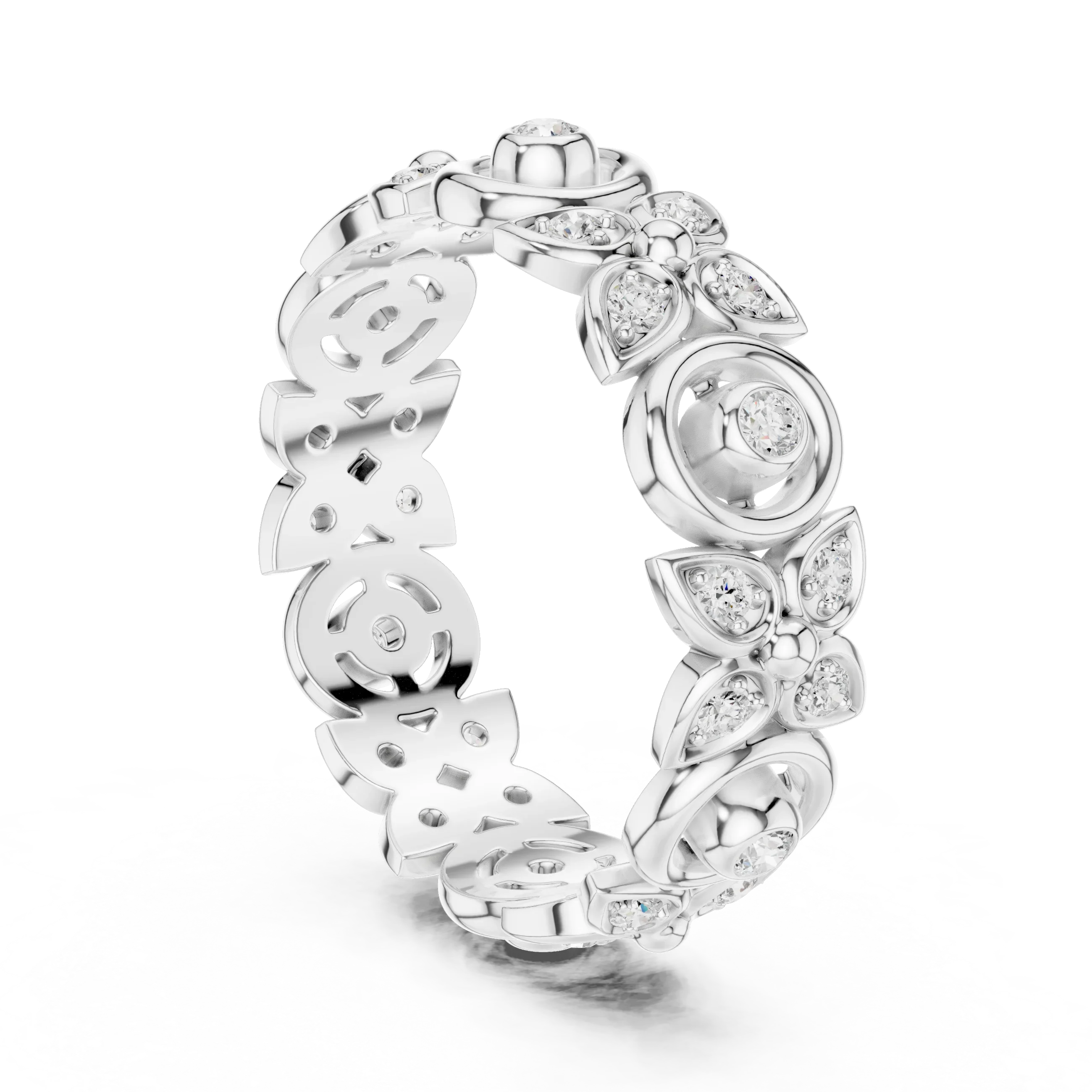 18K Gold 0.36 CTW VVS Moissanite Floral Eternity Band