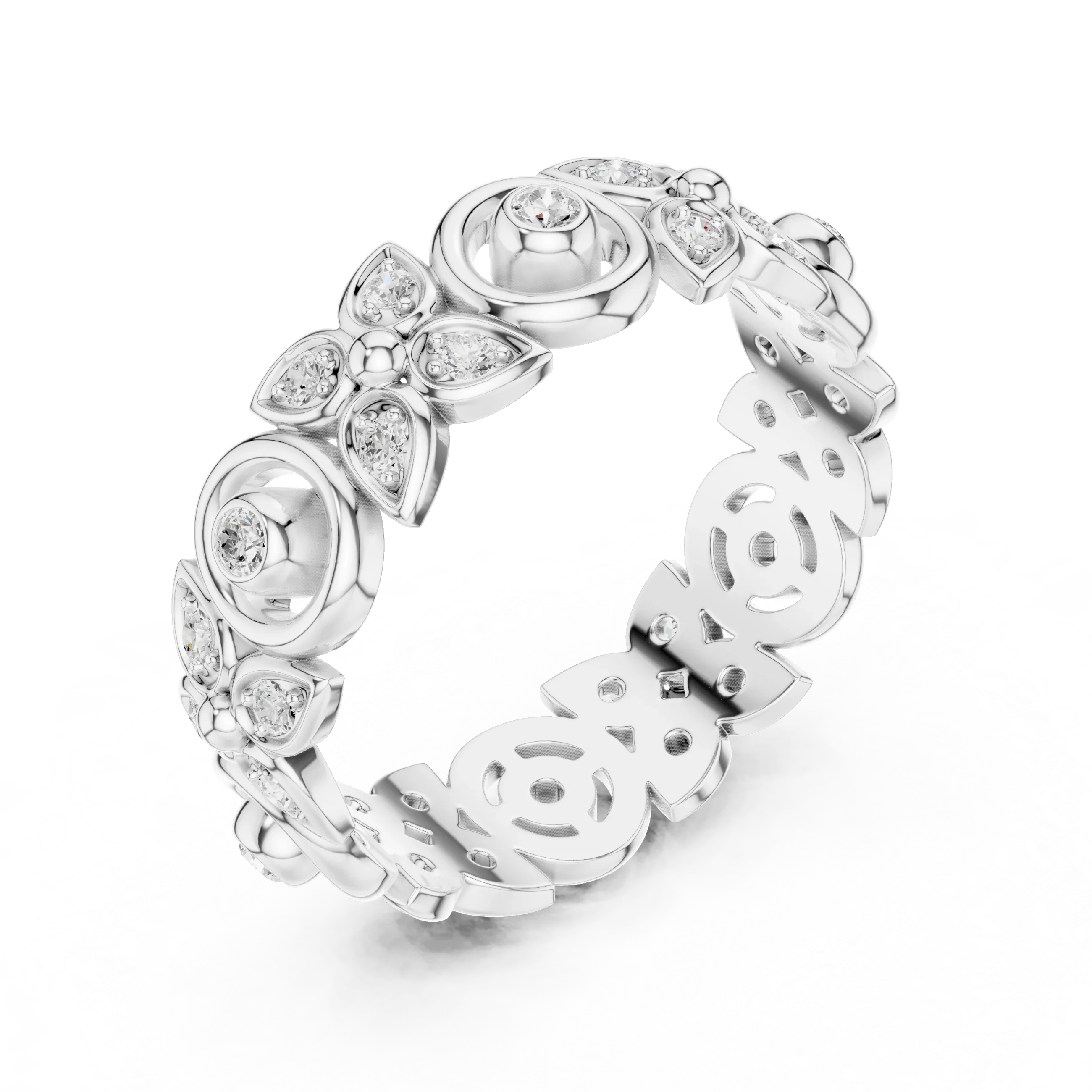 18K Gold 0.36 CTW VVS Moissanite Floral Eternity Band