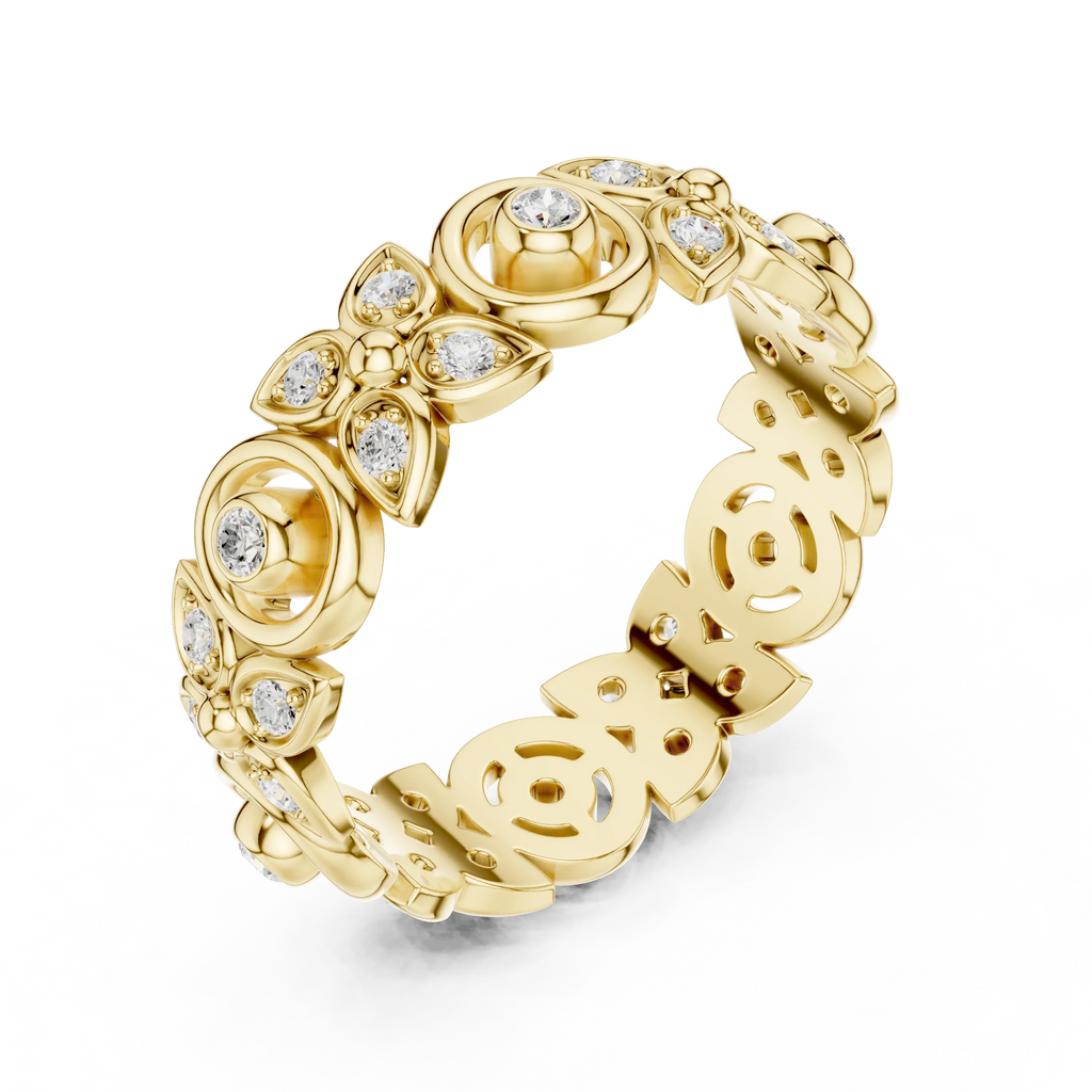 18K Gold 0.36 CTW VVS Moissanite Floral Eternity Band