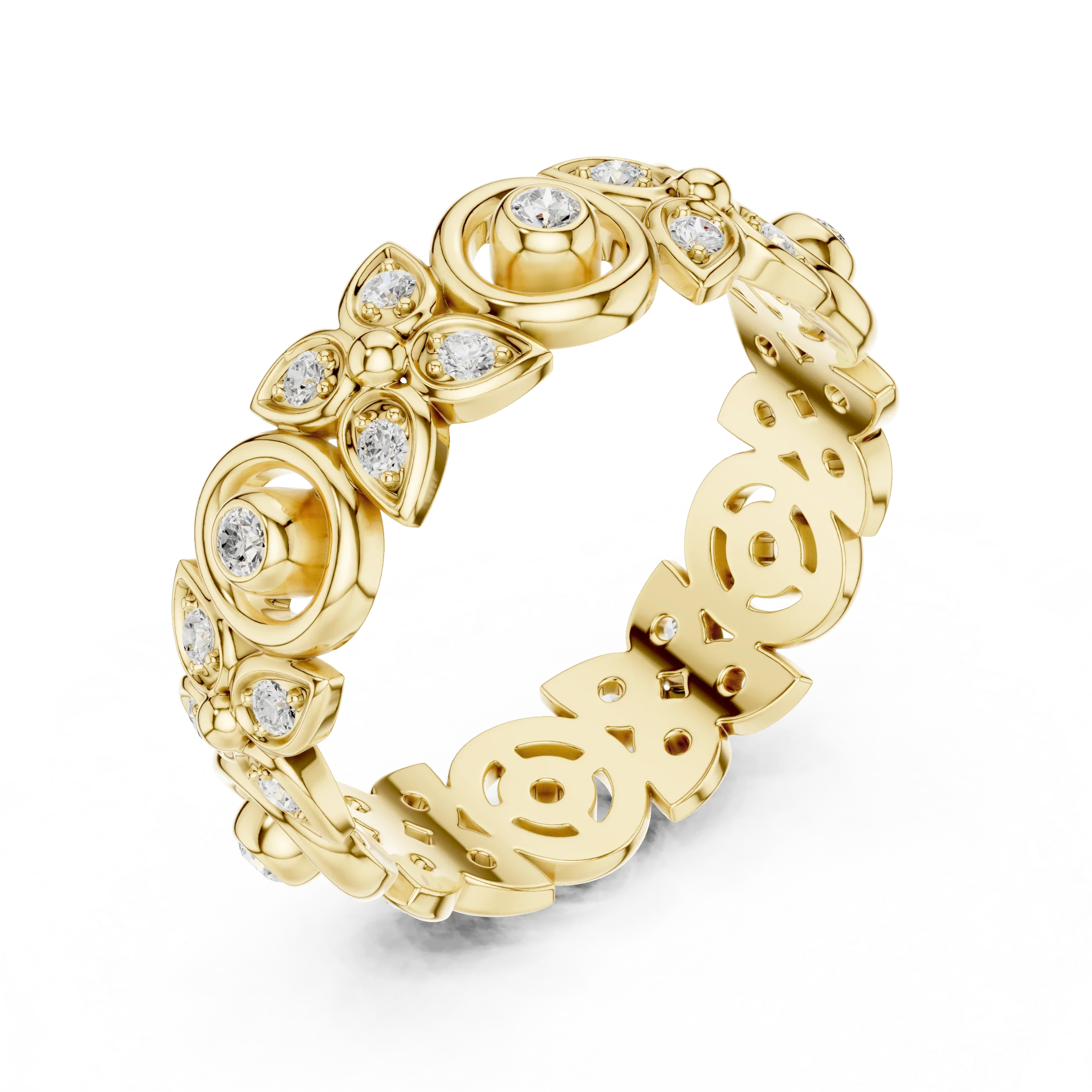 18K Gold 0.36 CTW VVS Moissanite Floral Eternity Band