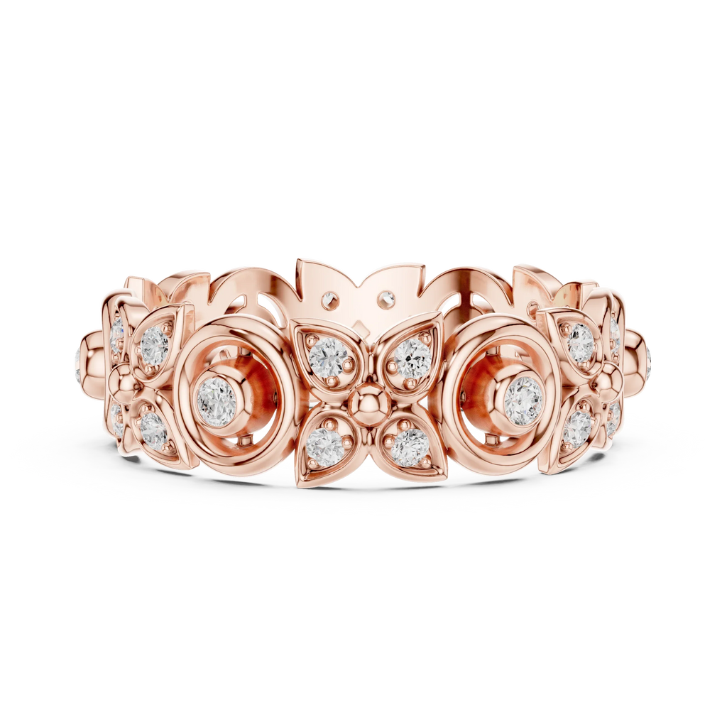 18K Gold 0.36 CTW VVS Moissanite Floral Eternity Band