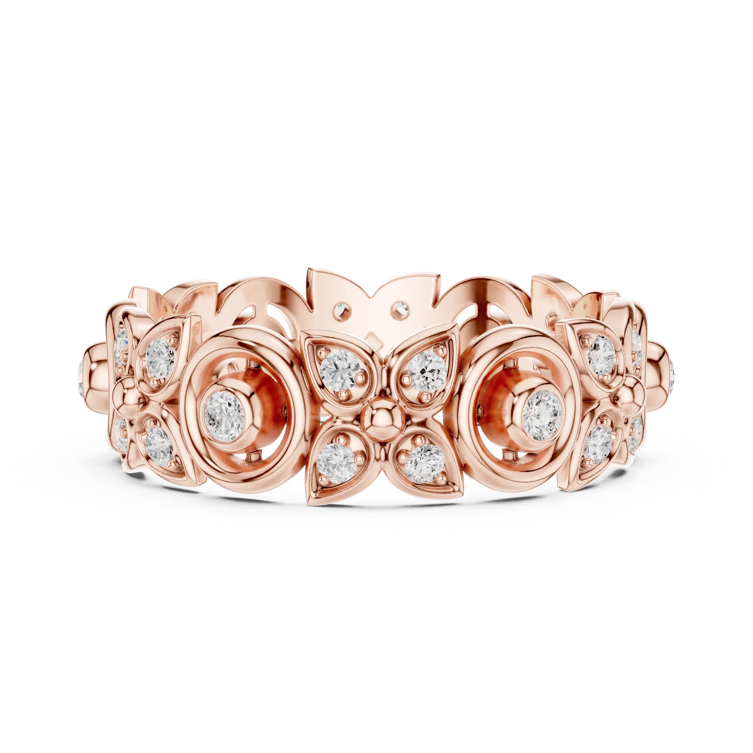 18K Gold 0.36 CTW VVS Moissanite Floral Eternity Band