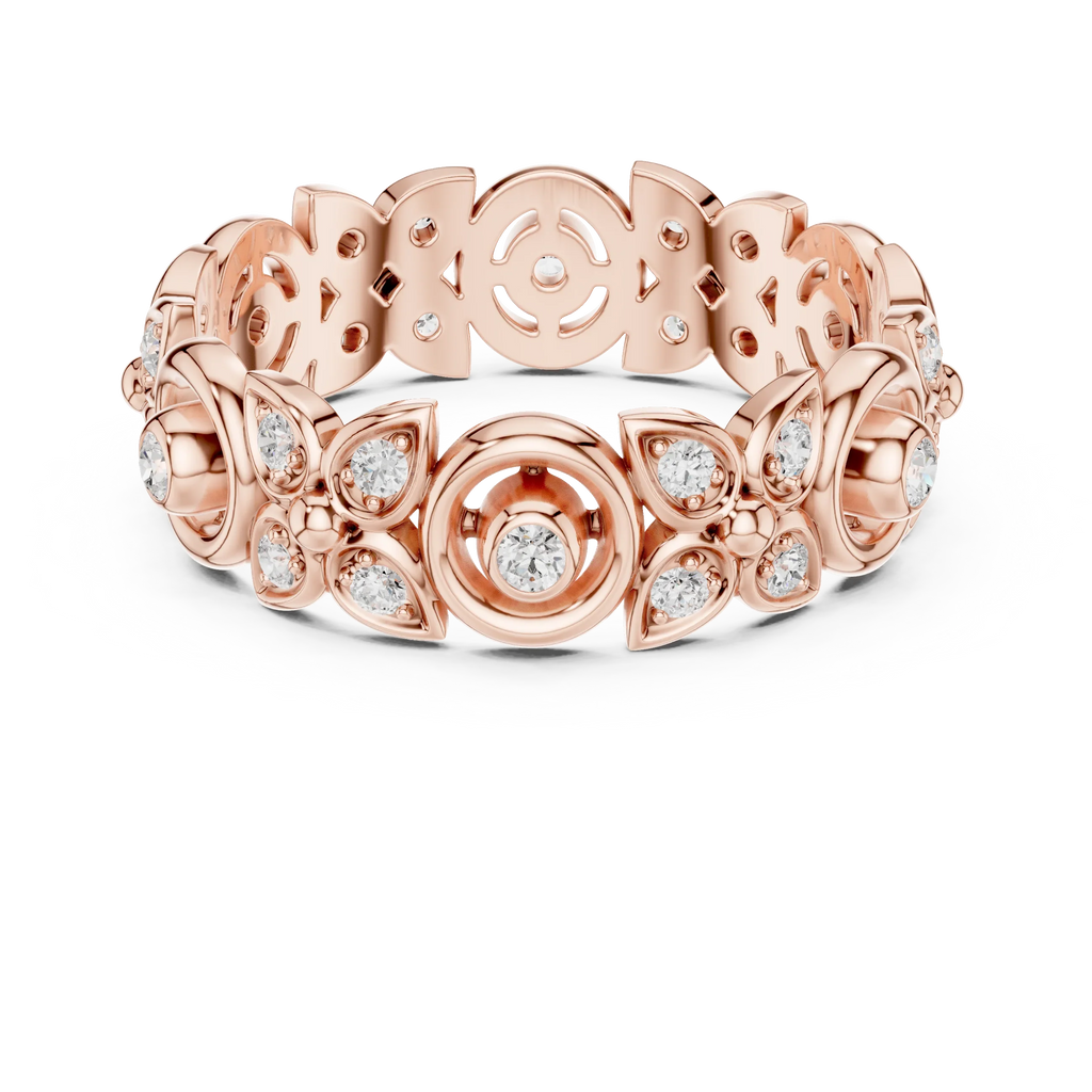 18K Gold 0.36 CTW VVS Moissanite Floral Eternity Band
