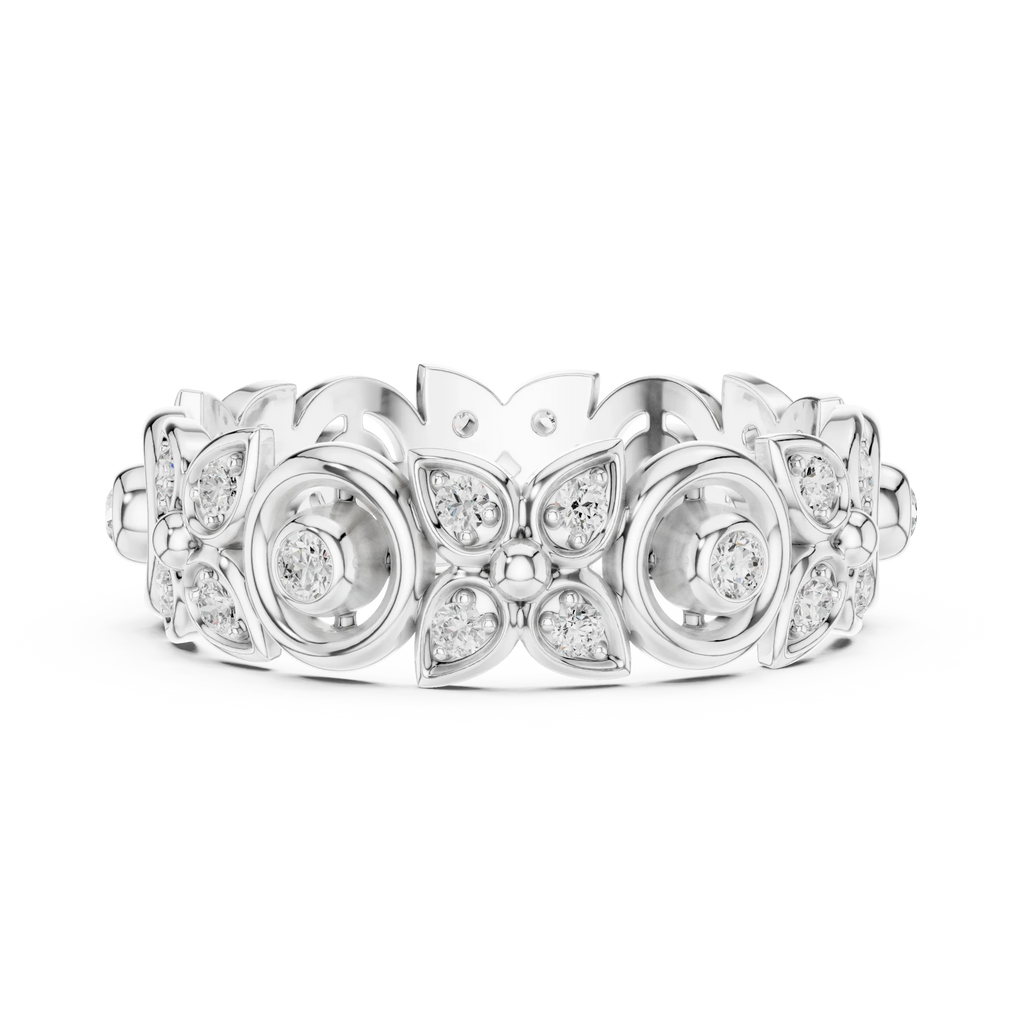 18K Gold 0.36 CTW VVS Moissanite Floral Eternity Band