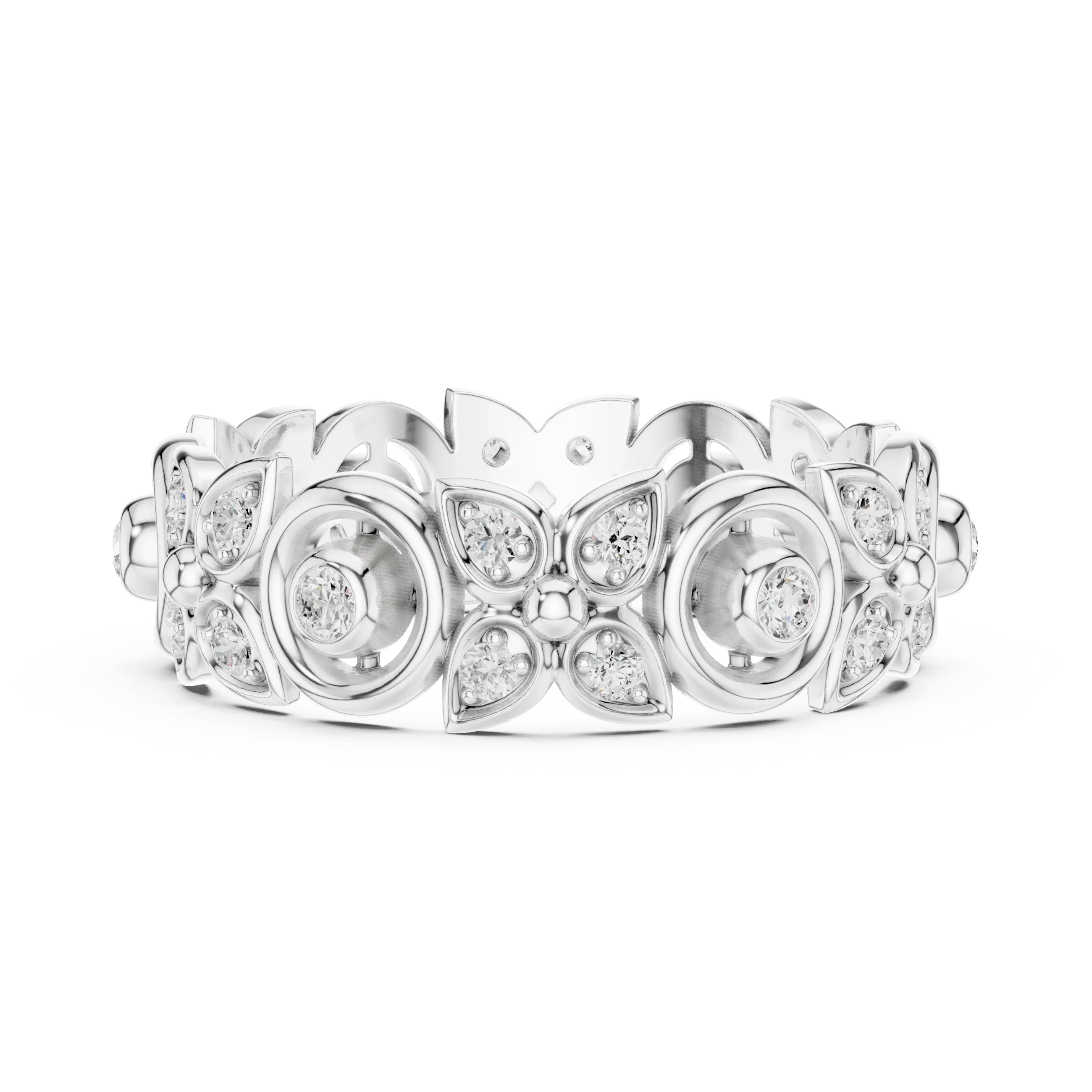 18K Gold 0.36 CTW VVS Moissanite Floral Eternity Band