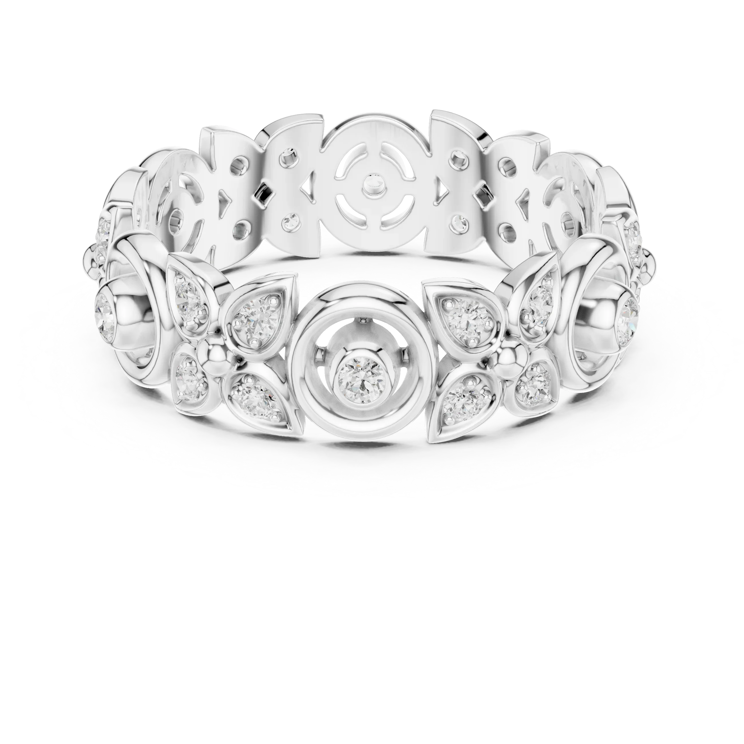 18K Gold 0.36 CTW VVS Moissanite Floral Eternity Band