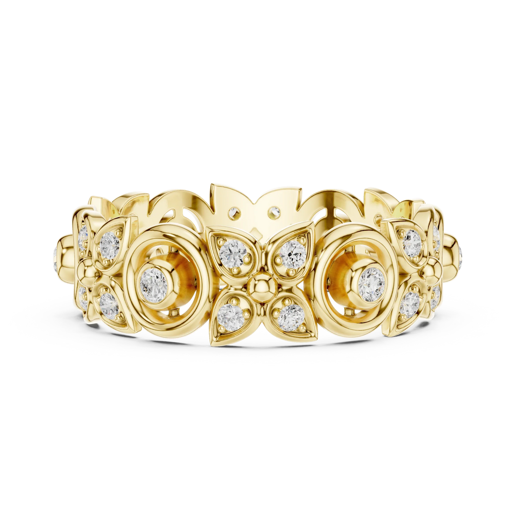 18K Gold 0.36 CTW VVS Moissanite Floral Eternity Band