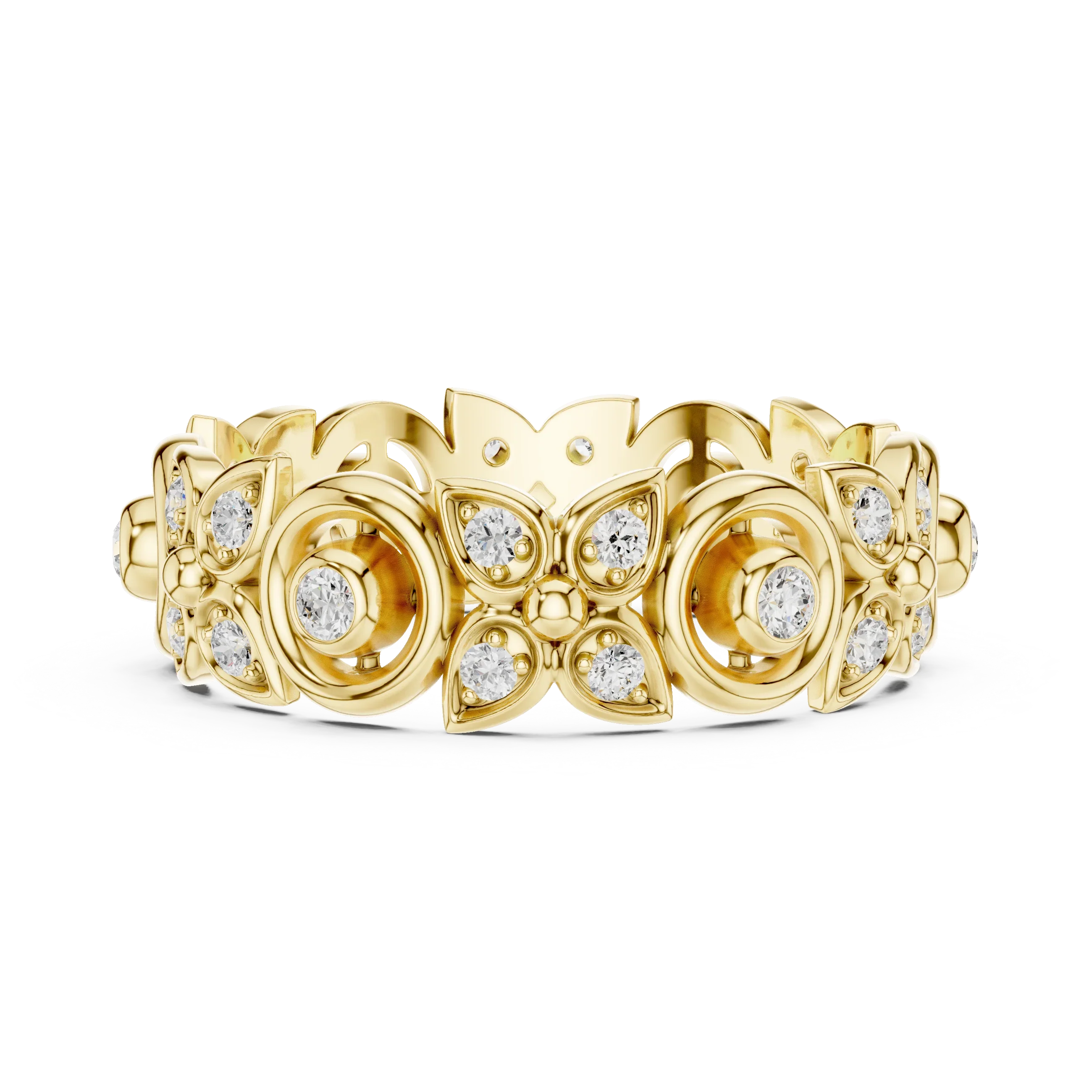 18K Gold 0.36 CTW VVS Moissanite Floral Eternity Band