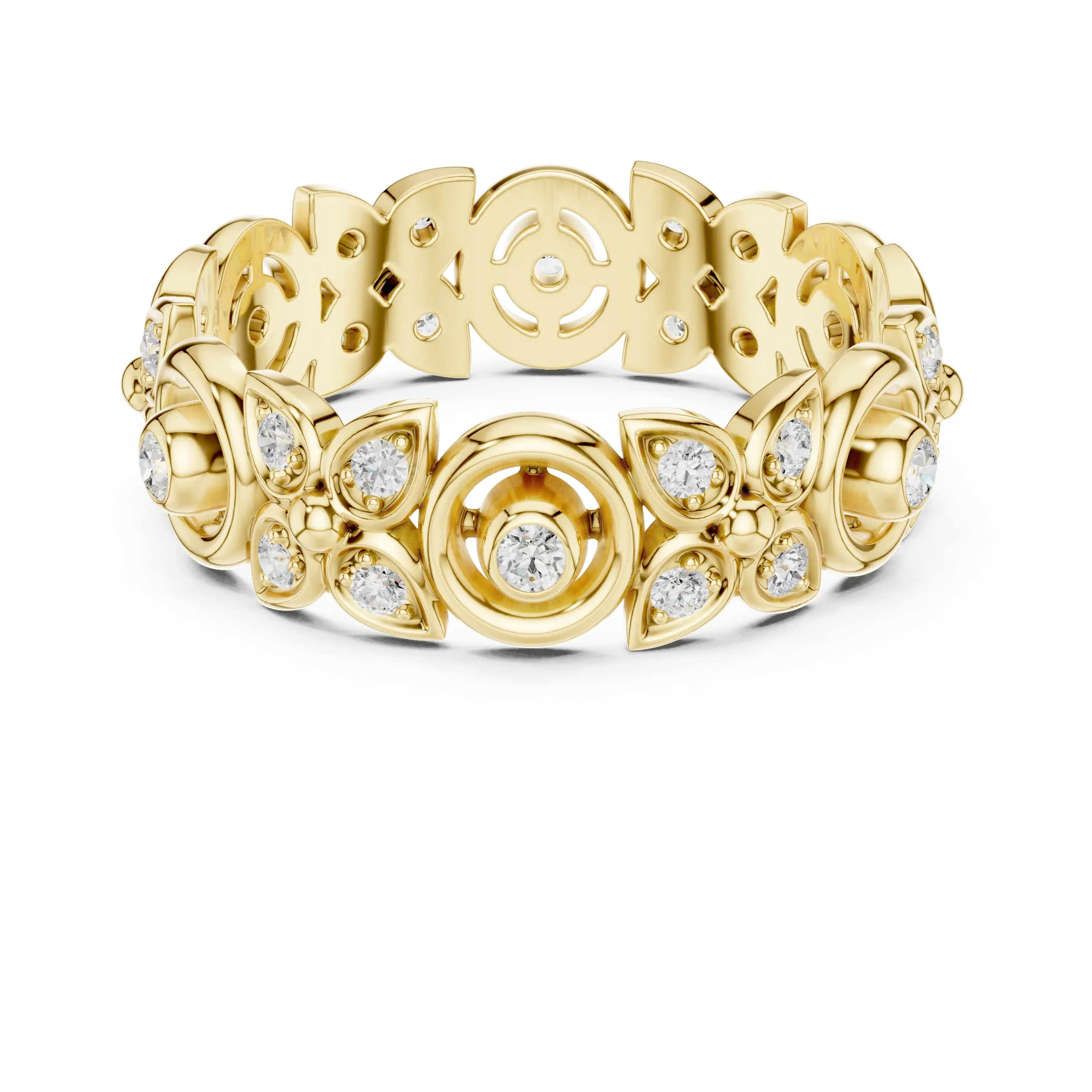 18K Gold 0.36 CTW VVS Moissanite Floral Eternity Band