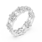 VVS1 Moissanite 0.46 CTW 10K White Gold Floral Filigree Wedding Band