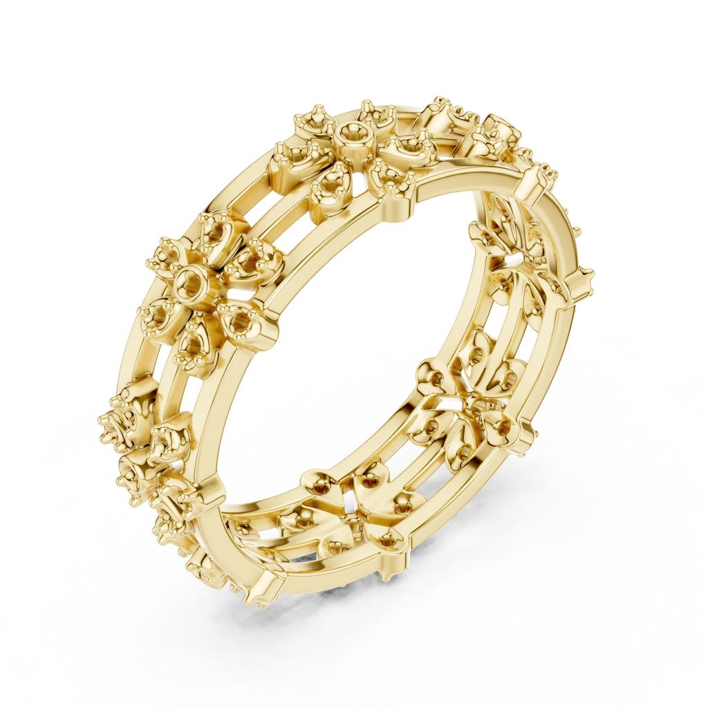 VVS1 Moissanite 0.46 CTW 10K White Gold Floral Filigree Wedding Band
