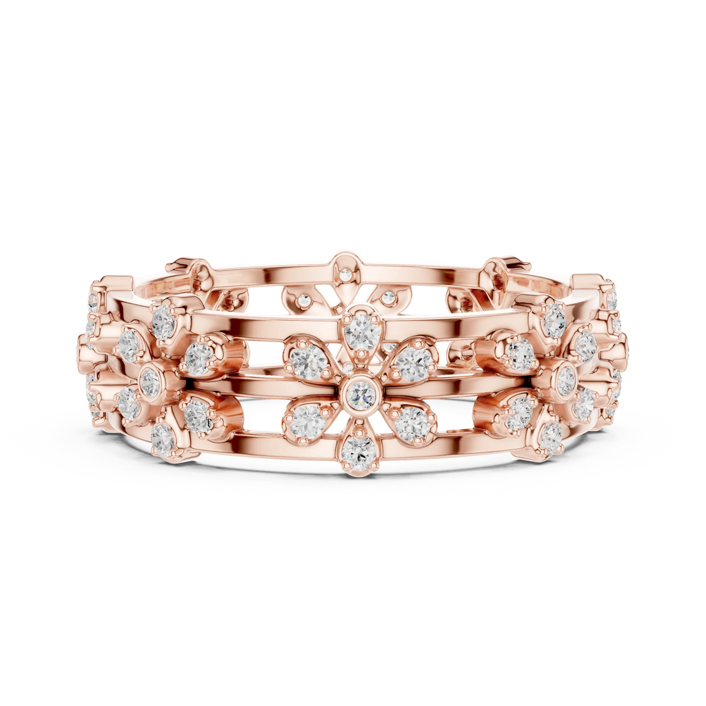VVS1 Moissanite 0.46 CTW 10K White Gold Floral Filigree Wedding Band