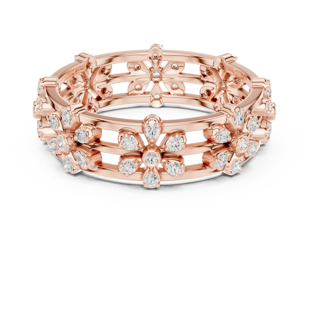 VVS1 Moissanite 0.46 CTW 10K White Gold Floral Filigree Wedding Band