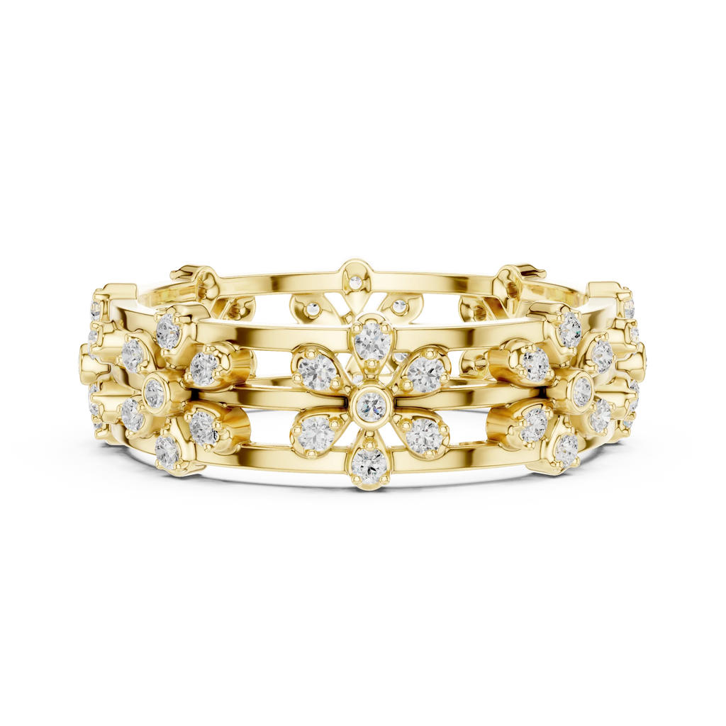 VVS1 Moissanite 0.46 CTW 10K White Gold Floral Filigree Wedding Band
