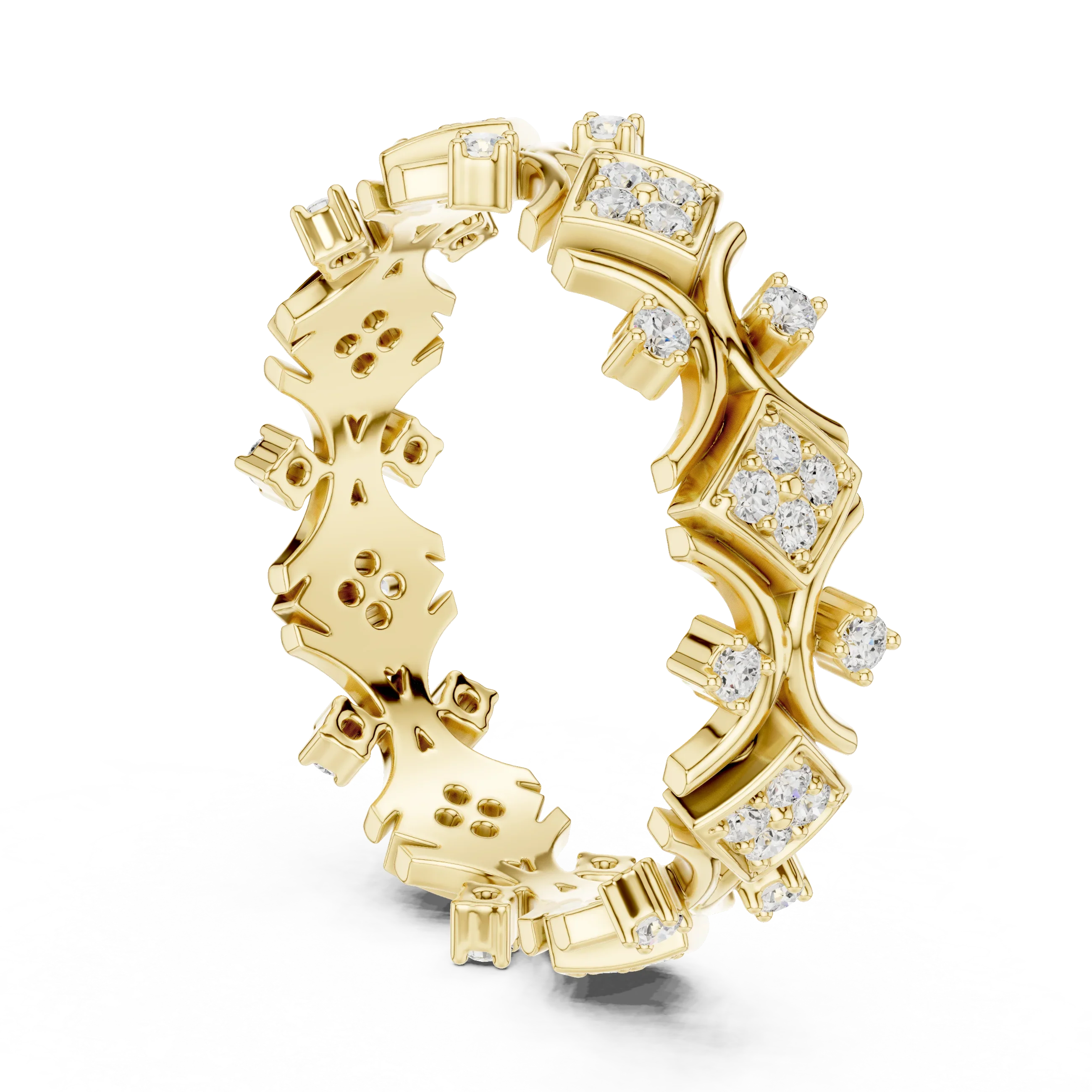 Vintage Art Deco 0.42 CTW 14K Gold D Color Lab Diamond Wedding Band