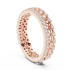 0.67 CTW VVS1 Moissanite 14K White Gold Leaf Design Wedding Band