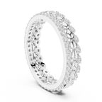 0.67 CTW VVS1 Moissanite 14K White Gold Leaf Design Wedding Band