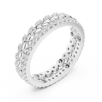 0.67 CTW VVS1 Moissanite 14K White Gold Leaf Design Wedding Band