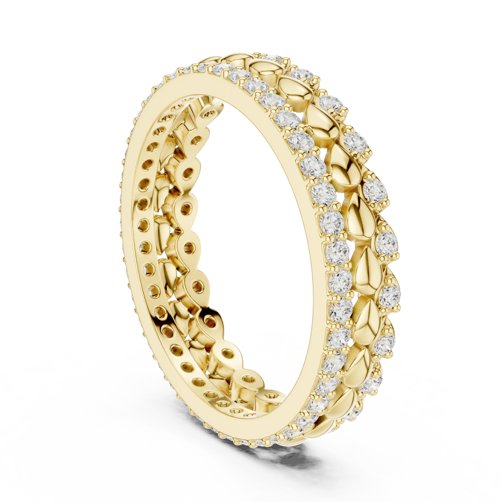 0.67 CTW VVS1 Moissanite 14K White Gold Leaf Design Wedding Band