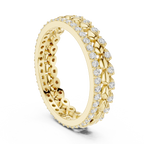 0.67 CTW VVS1 Moissanite 14K White Gold Leaf Design Wedding Band
