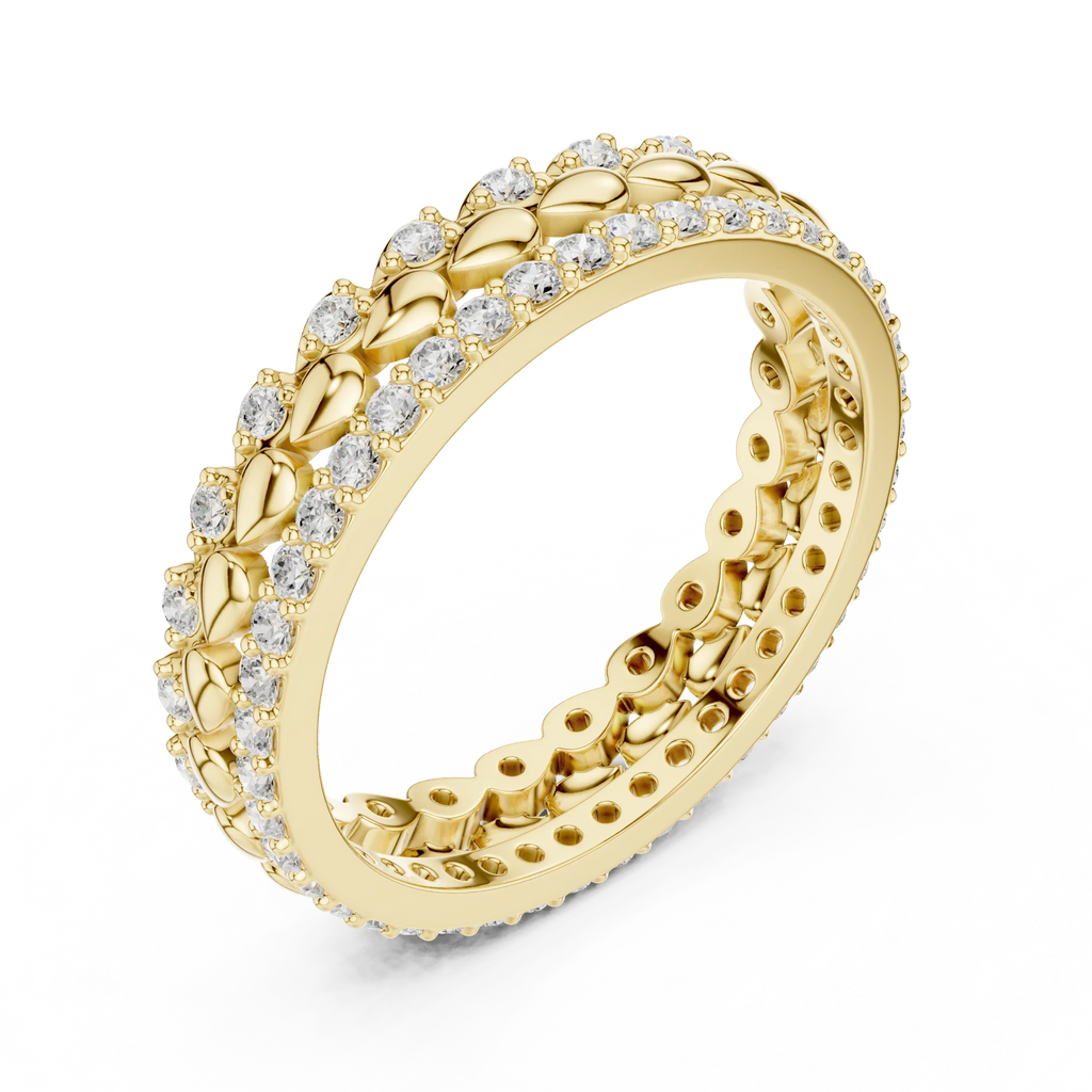 0.67 CTW VVS1 Moissanite 14K White Gold Leaf Design Wedding Band