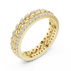 0.67 CTW VVS1 Moissanite 14K White Gold Leaf Design Wedding Band