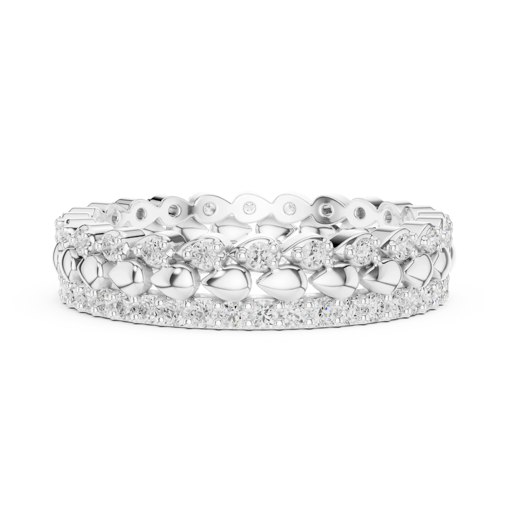 0.67 CTW VVS1 Moissanite 14K White Gold Leaf Design Wedding Band