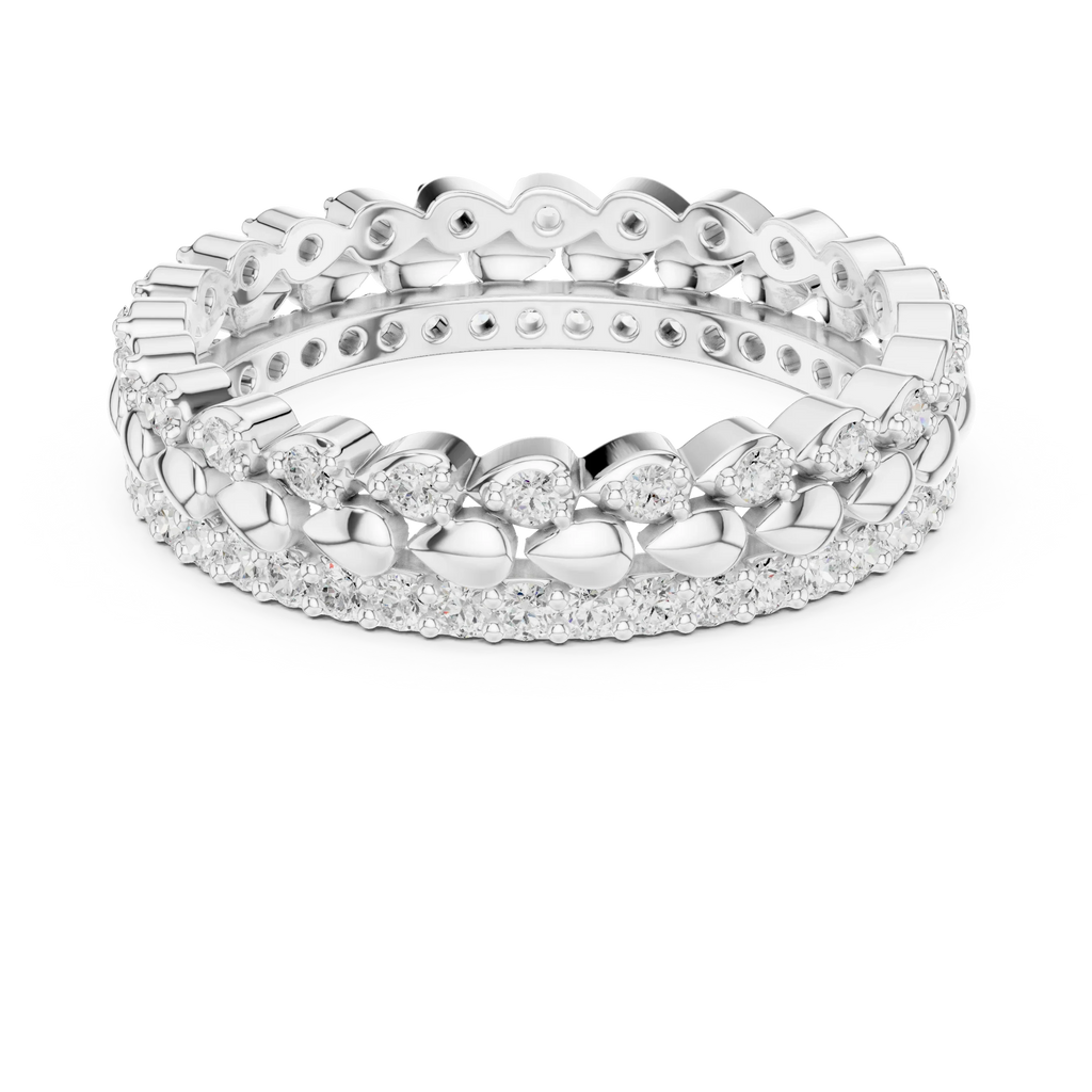 0.67 CTW VVS1 Moissanite 14K White Gold Leaf Design Wedding Band